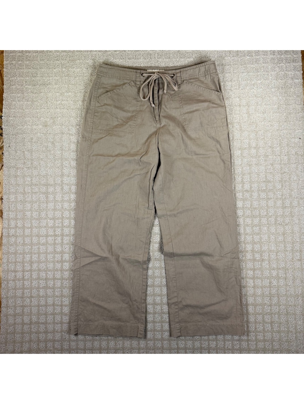 Jones New York Sport 55% linen beige drawstring pants 10